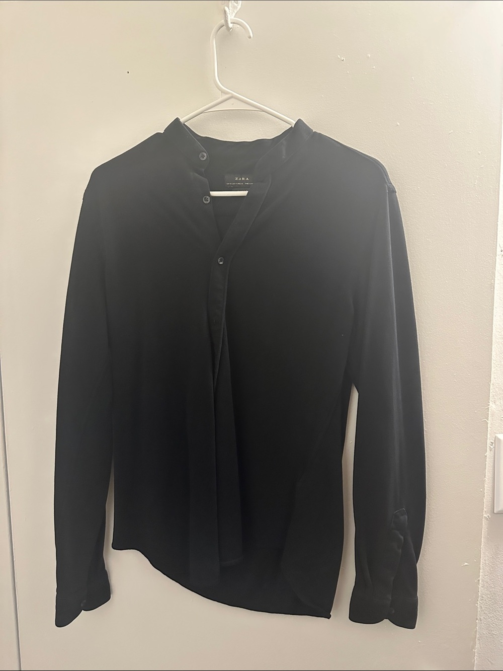 Zara Black Tie-Neck Long Sleeve Blouse